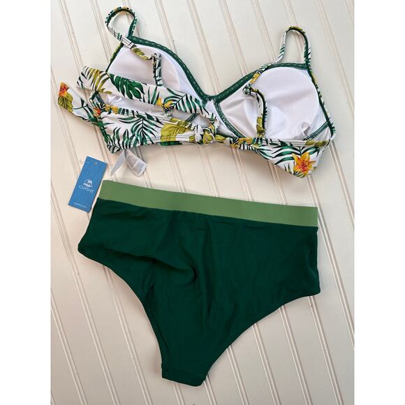 NWT Cupshe High Cut Cheeky Two Piece Bikini Swimsuit Tropical Paisley BUNDLE M - Picture 8 of 8